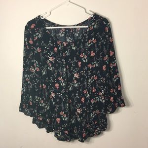 Gap Navy Floral Blouse